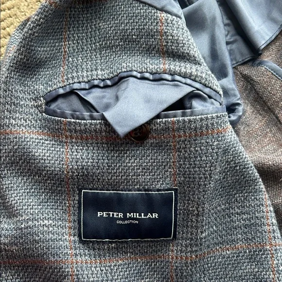 Peter Millar Holden Slim-Fit Checked Wool, Silk and Linen-Blend Blazer Blue 44R - Picture 2 of 13